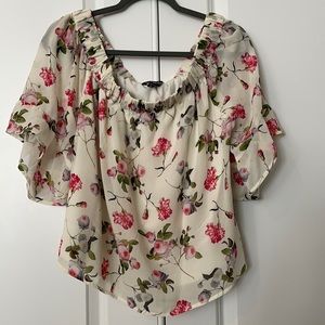 Floral print off the shoulder blouse